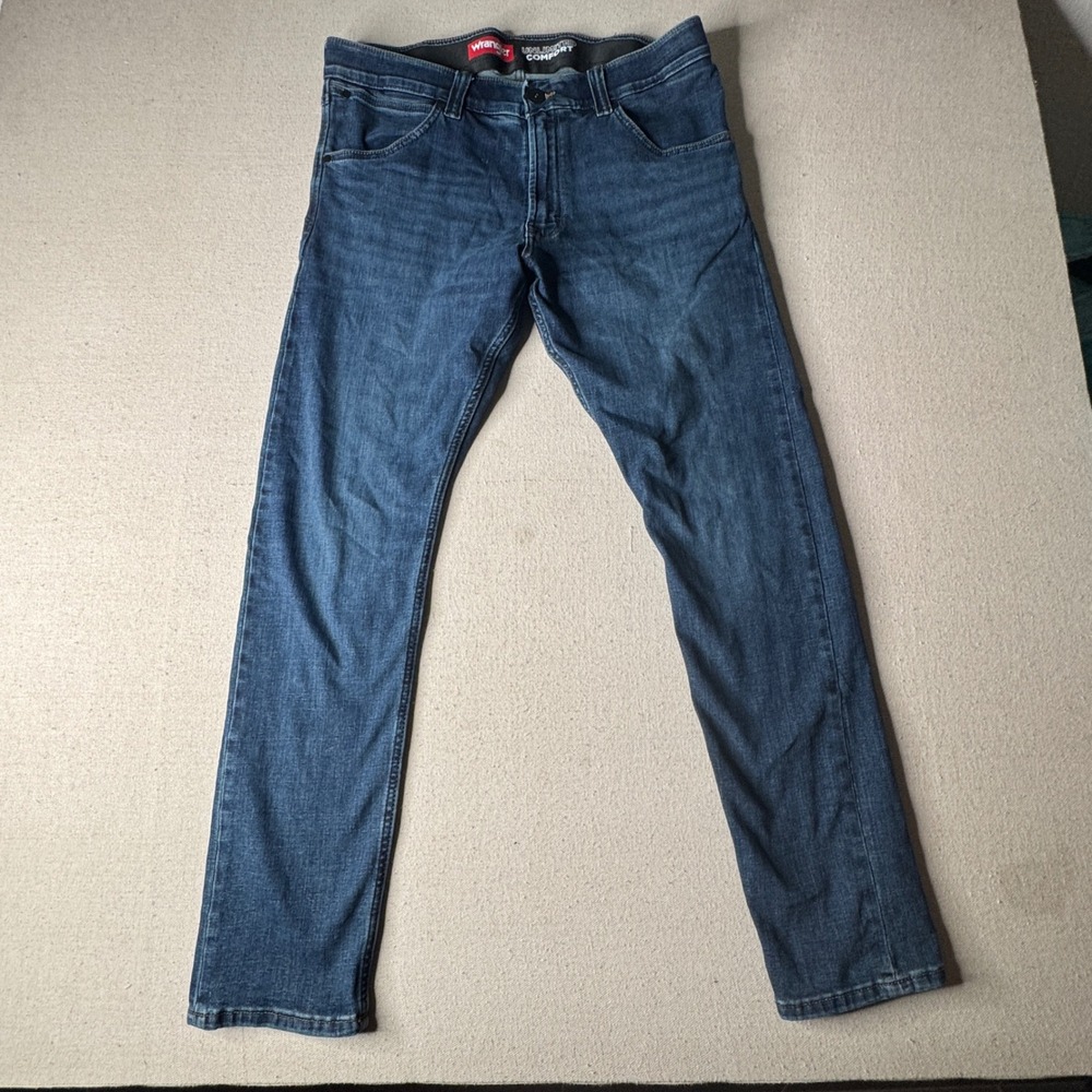 Wrangler Unlimited Comfort Mens 34x32 Blue Straight Leg Stretch Jeans 112344960 - Picture 2 of 8